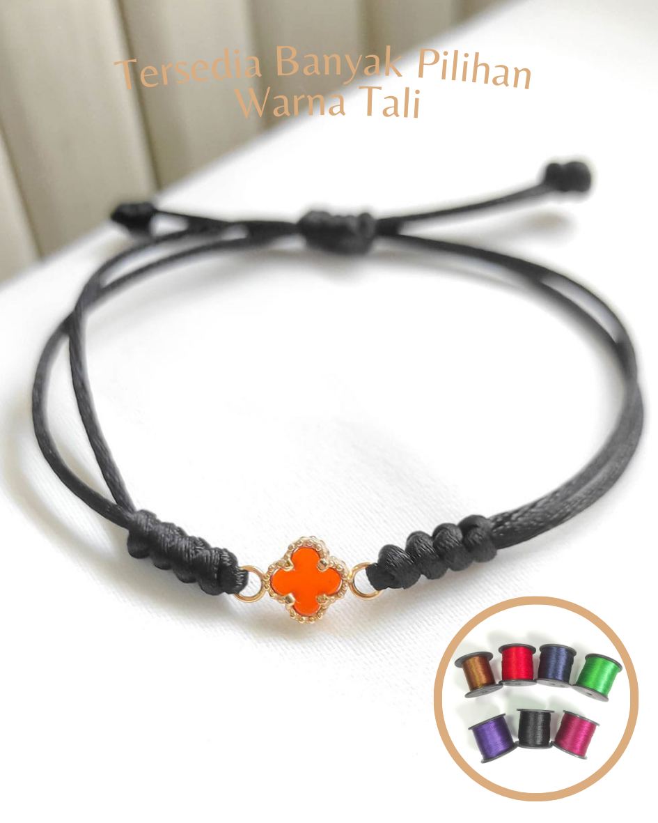 GELANG TALI MAINAN DEWASA MODEL BUNGA CLOVER WARNA REDDISH ORANGE