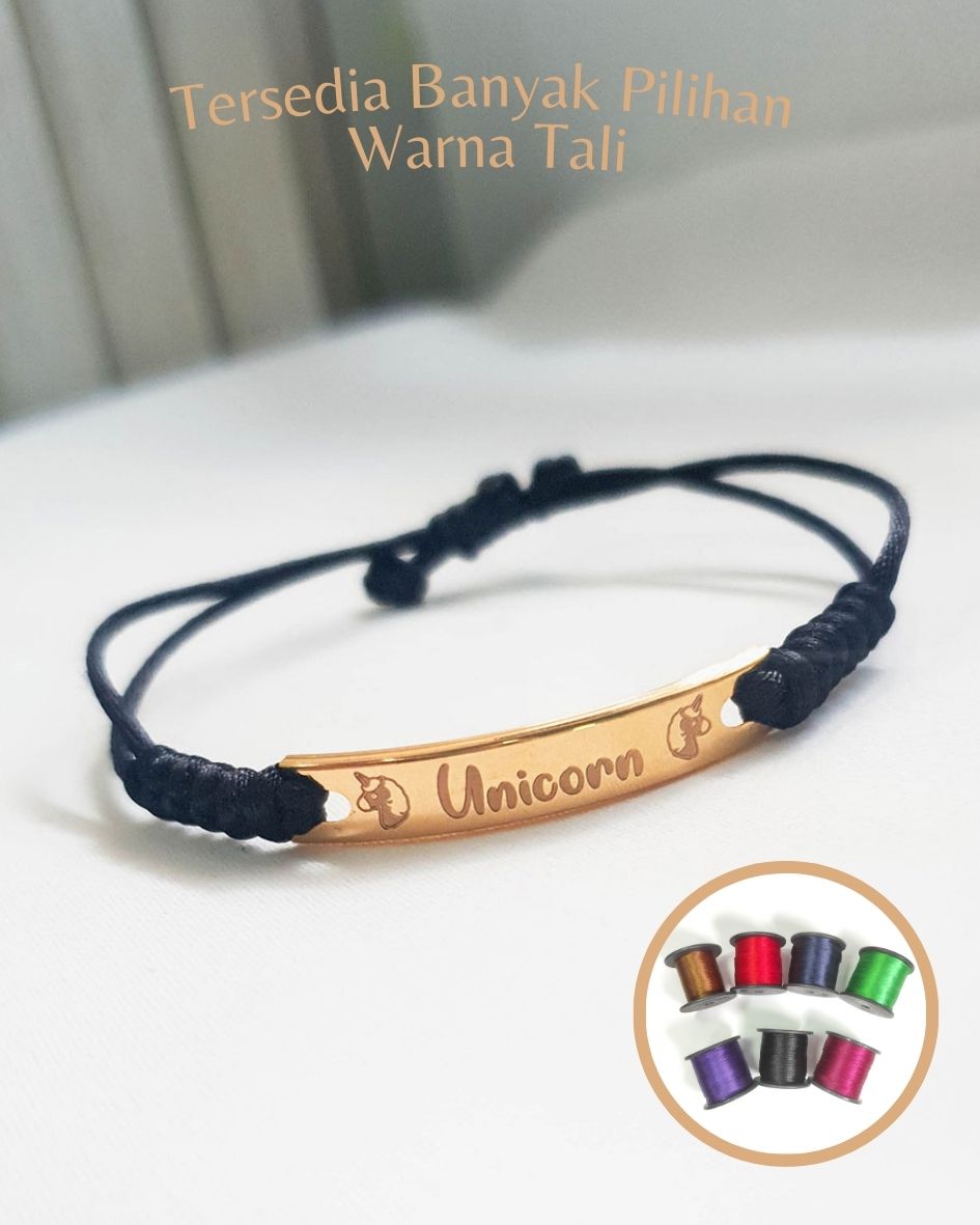 GELANG TALI PLAT ANAK MODEL UNICORN