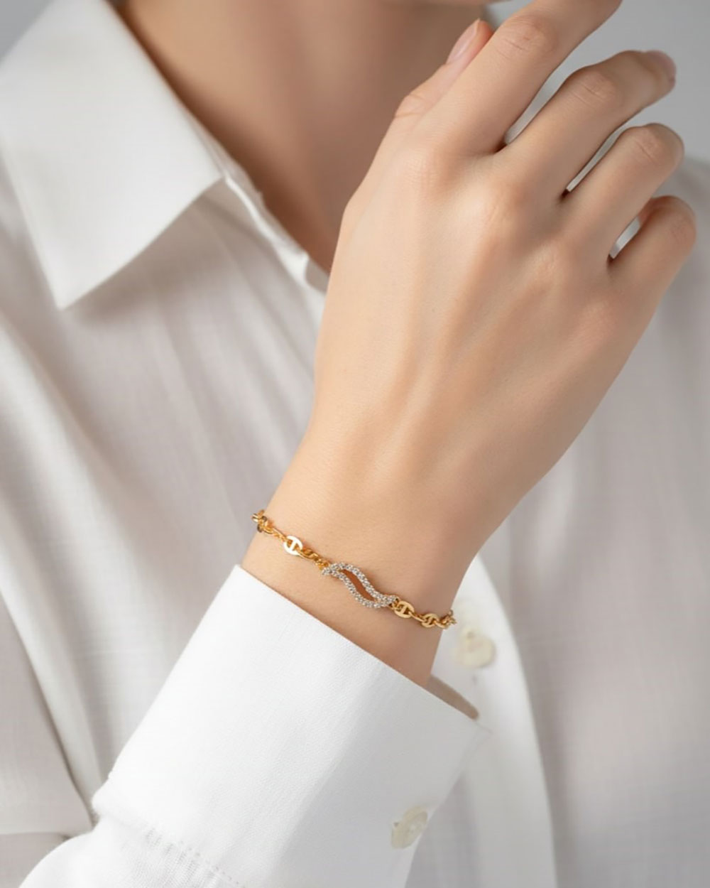 GELANG TANGAN DEWASA MODEL GELOMBANG MATA ELEGAN