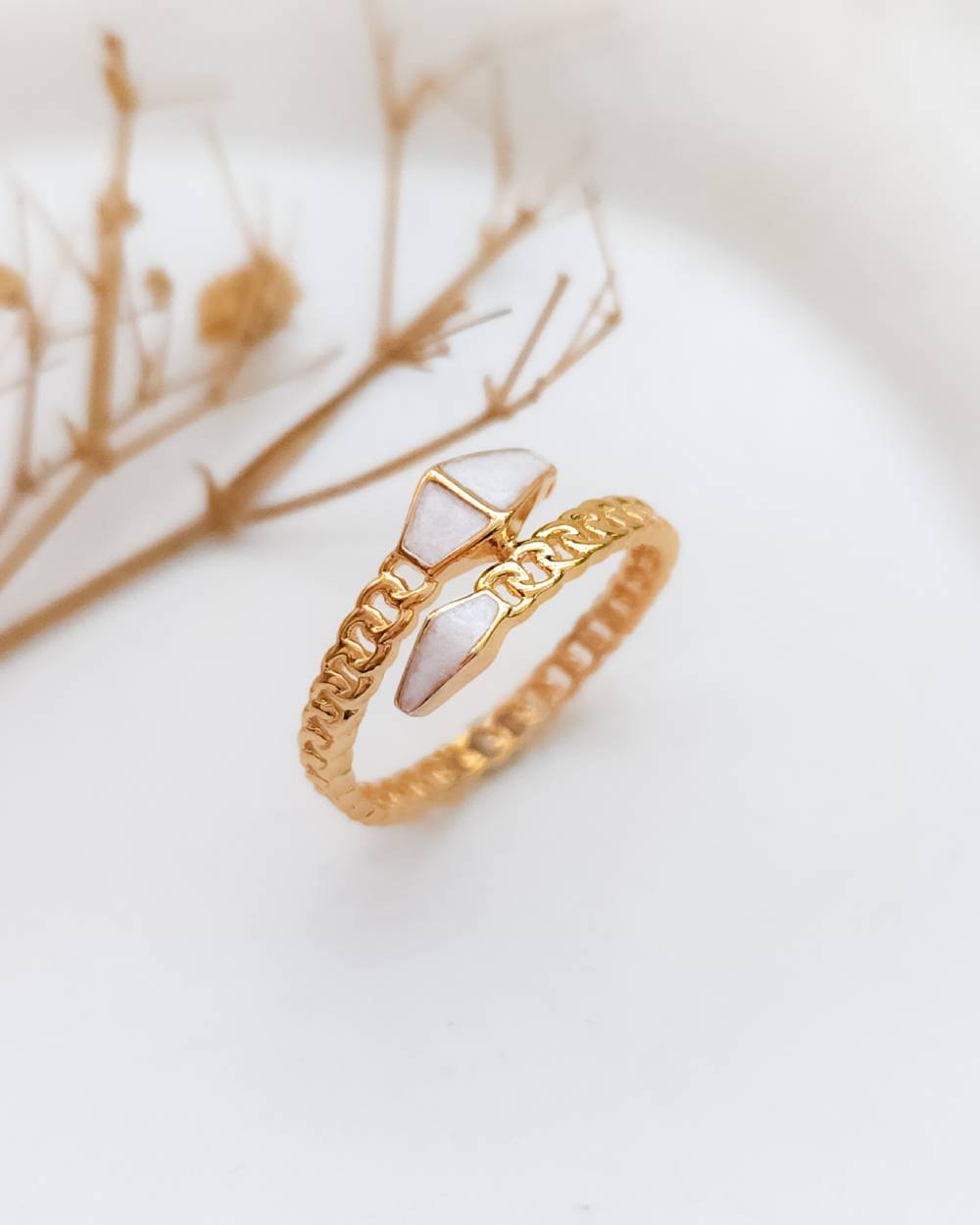 CINCIN DEWASA MODEL BENTUK ULAR AKSEN PUTIH
