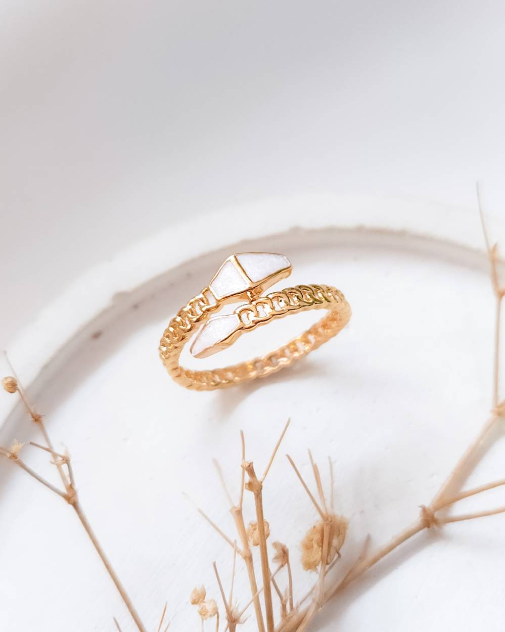 CINCIN DEWASA MODEL BENTUK ULAR AKSEN PUTIH